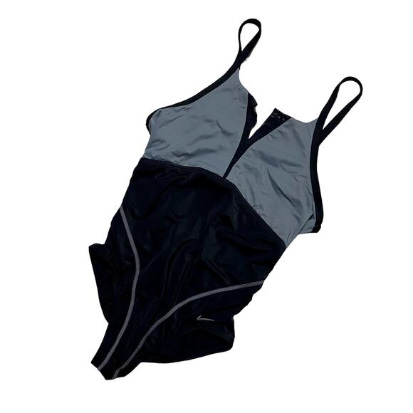 Nike bathing suit Medium Black and Gray One Piece Swimwear - Picture 1 of 8